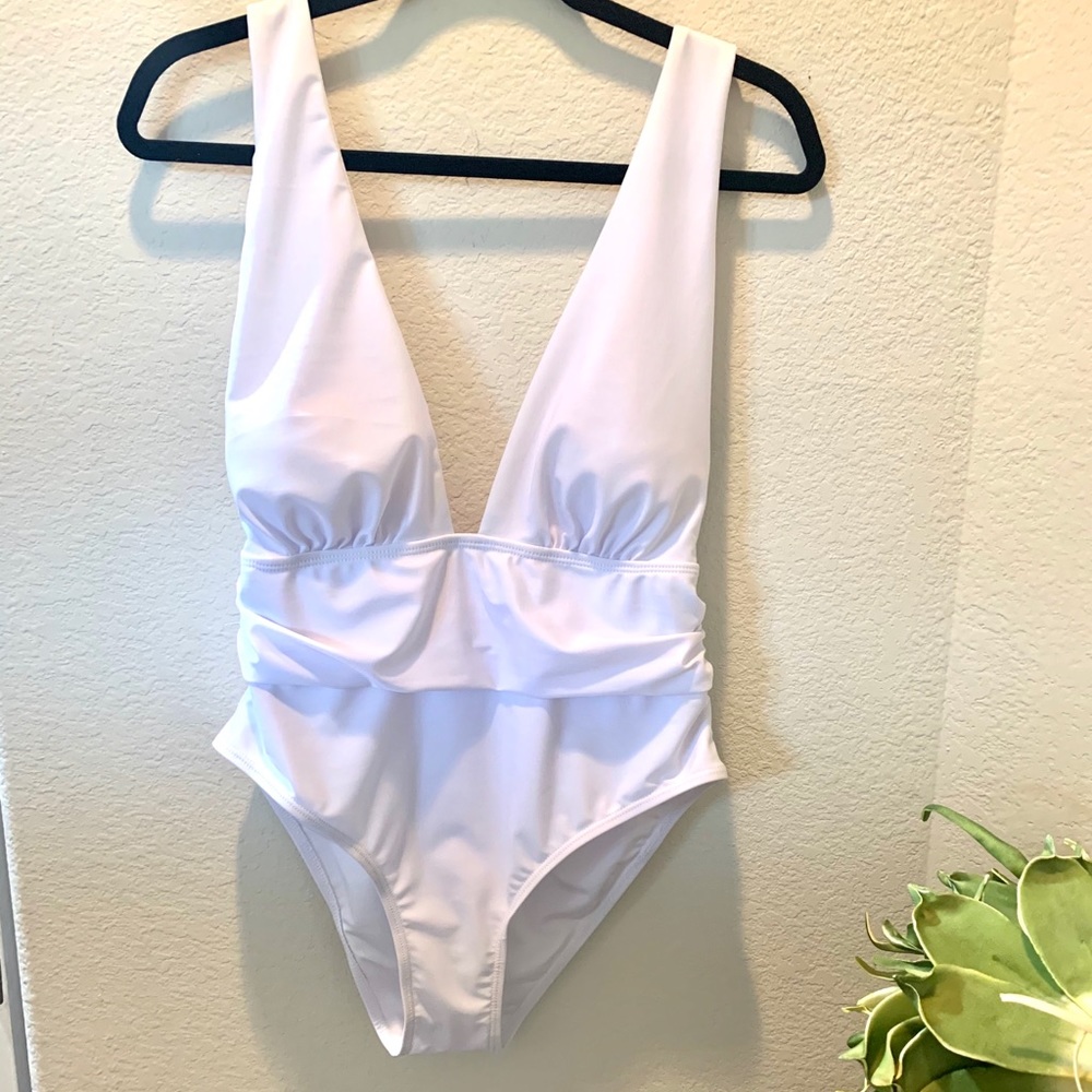White one-piece Swim Suit Size L